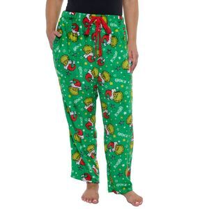 Womens & Women's Plus The Grinch Pajama Pants Sleepwear Green Plush Christmas